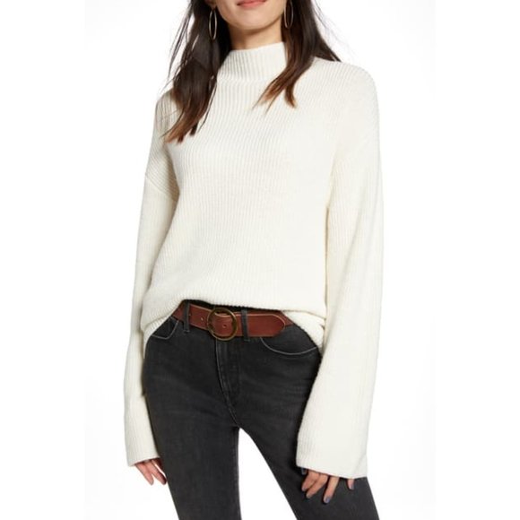 Treasure & Bond Sweaters - Treasure & Bond Ribbed Funnel Neck Sweater